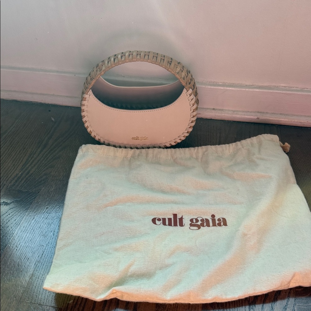 Cult Gaia Cream Handbag with Woven Handle